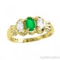 0.95 CTW Oval Emerald & White Emerald Ring 14K Yellow Gold - EXOTIC