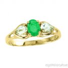 0.95 CTW Oval Emerald & Pear Shape White Emerald Ring 14K Yellow Gold - EXOTIC