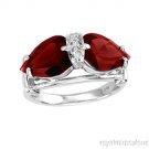 4.93 CTW Garnet & Diamond Ring 14K White Gold - Designer