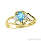 0.50 CTW Blue Topaz & Diamond Promise / Birthstone Ring - Great Gift