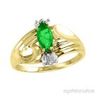 0.55 CTW Emerald & Diamond Ring 14K Yellow Gold
