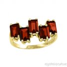 3.50 CTW Emerald Cut Garnet Ring 14K Yellow Gold (January Birthstone)