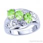 Past Present Future 3 Stone Peridot Ring 14K White Gold