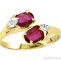 Double Ruby & Diamond Promise Ring 14K Yellow Gold