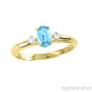 Blue Topaz & Diamond Promise / Birthstone Ring - Great Gift