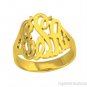 Monogram Personalized Initial Ring - Name Ring 16mm 14K Yellow or White Gold