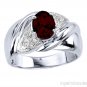 Garnet & Diamond Ring 14K Yellow or White Gold