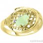 Opal & Diamond TENNIS RACKET Ring 14K Yellow Gold