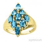 Blue Topaz & Diamond Ring 14K Yellow Gold