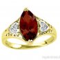 Garnet & Diamond Ring 14K Yellow Gold