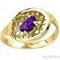 Garnet & Diamond TENNIS RACKET Ring 14K Yellow Gold