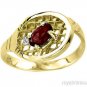 Garnet & Diamond TENNIS RACKET Ring 14K Yellow Gold