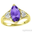 Amethyst & Diamond Ring 14K Yellow Gold