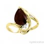 Pear Shape Amethyst & Diamond Ring 14K Yellow Gold