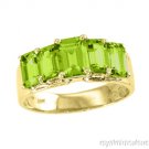 3.50 CTW Emerald Cut Peridot Ring 14K Yellow Gold