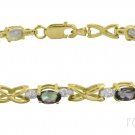 3.52 CTW Mystic Topaz and Diamond Tennis Bracelet 10K Yellow Gold