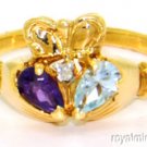 Claddah Ring 14K Yellow Gold Color Stones & Diamonds