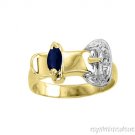 Sapphire & Diamond BELT RING 14K Yellow Gold