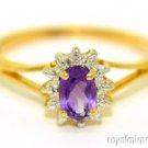 14K Gold Birthstone Ring Amethyst & Diamond (February)