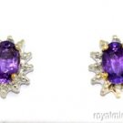14K Gold Earrings Amethyst & Diamond (February)