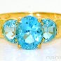 Blue Topaz & Diamond Ring 14K Yellow Gold (December )