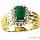 Emerald Cut Emerald (May Birthstone) & Diamond Ring 14K Yellow Gold