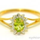 14K Gold Birthstone Ring Peridot & Diamond (August)