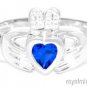 CLADDAGH RING GOLD PLATED OR STERLING SILVER SIMULATED PERIDOT LUCKY - AUGUST BI