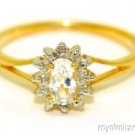 14K Gold Birthstone Ring White Topaz & Diamond (April)