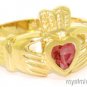 CLADDAGH RING 14K YELLOW OR WHITE GOLD SIMULATED AMETHYST LUCKY - FEBRUARY