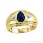 Mens Blue Star & Diamond Ring 14K Yellow Gold