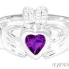 CLADDAH RING GOLD PLATED OR STERLING SILVER SIMULATED GARNET LUCKY - JANUARY BIR