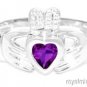 CLADDAH RING GOLD PLATED OR STERLING SILVER SIMULATED GARNET LUCKY - JANUARY BIR