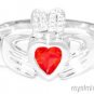 CLADDAH RING GOLD PLATED OR STERLING SILVER SIMULATED GARNET LUCKY - JANUARY BIR