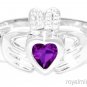 CLADDAH RING GOLD PLATED OR STERLING SILVER SIMULATED GARNET LUCKY - JANUARY BIR