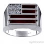 Mens Ring Diamond Green Quartz 14K Yellow or White Gold U.S.A. FLAG PATRIOTIC