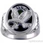 Mens Ring Quartz & Diamond Sterling Silver or Gold Plated U.S.A. EAGLE PATRIOTIC