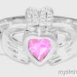 CLADDAH RING 14K YELLOW OR WHITE GOLD SIMULATED SAPPHIRE LUCKY - SEPTEMBER BIRTH
