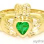 CLADDAH RING 14K YELLOW OR WHITE GOLD SIMULATED RUBY LUCKY - JULY BIRTHSTONE