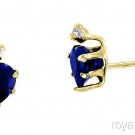 1.06 CTW Simulated Sapphire and Diamond Earrings 10K Yellow Gold