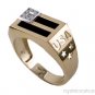 Mens Ring Diamond Onyx U.S. Flag 14K Yellow OR White Gold Patriotic