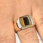 Mens Tigers Eye & Diamond Ring 14K Yellow or White Gold