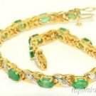 6.80 CTW Emerald & Diamond Tennis Bracelet 14K Gold