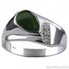 Mens Diamond Ring Jade Sterling Silver or Gold Plated Silver