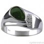 Mens Diamond Ring Jade Sterling Silver or Gold Plated Silver