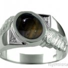 Mens Diamond Ring Black Star Sapphire Sterling Silver or Gold Plated Silver