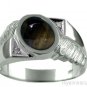 Mens Diamond Ring Black Star Sapphire Sterling Silver or Gold Plated Silver