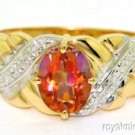 Mystic Orange Stone & Diamond Ring 14K Yellow Gold