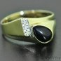 Mens Ruby Star & Diamond Ring 14K Yellow Gold
