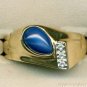 Mens Ruby Star & Diamond Ring 14K Yellow Gold